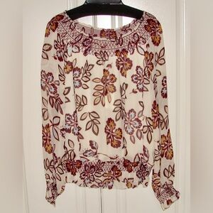 Tory Burch Floral Blouse in Cream and Burgundy